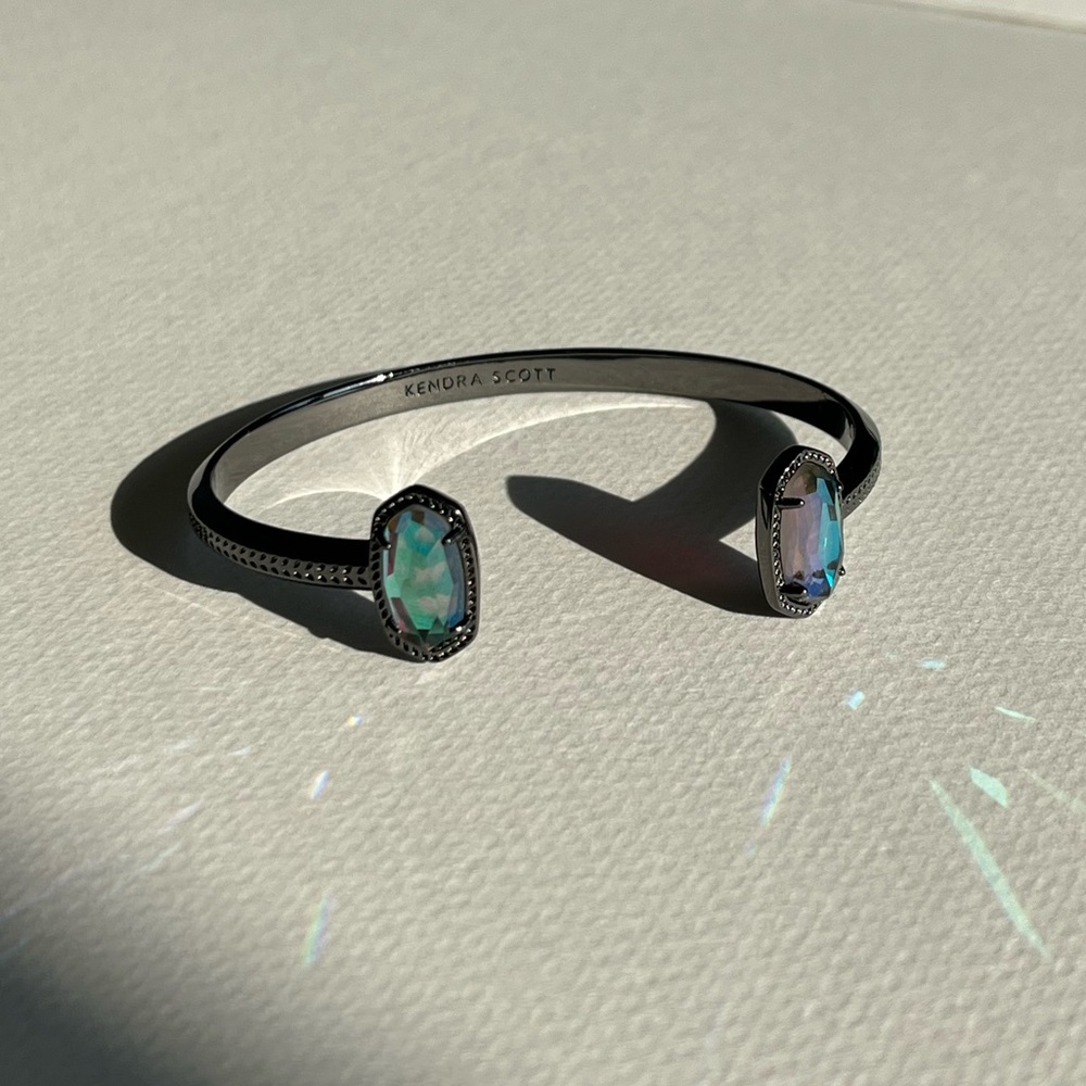 Kendra Scott Elton cuff  Gunmetal with  Dichroic Glass RARE
